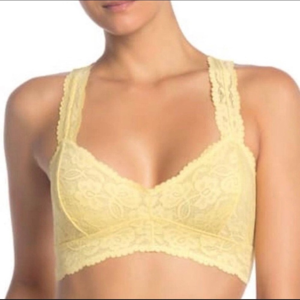 Free People Yellow Gallon Lace Racerback Bra S